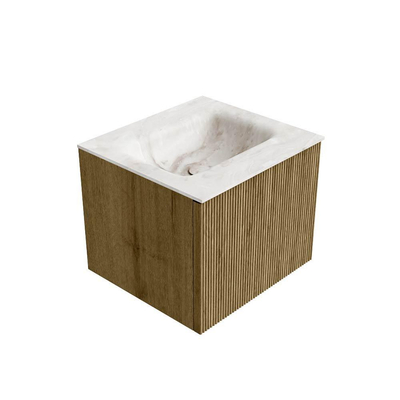 Mondiaz KURVE-DLUX Badkamermeubelset - 50x46x40cm - 1 lade - wastafel solid surface - midden - 1 kraangat - Dusk