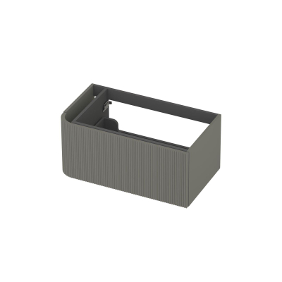 INK Concept R Wastafelonderkast - 80x45x35cm - 1 lade - opliggende grepen - gefreesd - afgeronde hoek links - MDF lak - mat beton groen