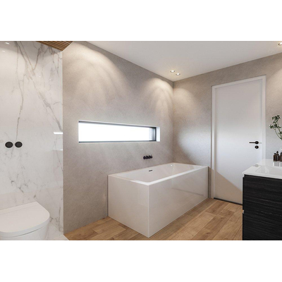 Riho Rethink Cubic baignoire semi-autoportante avec panneaux - 200x90cm - acrylique - angle droit - blanc brillant