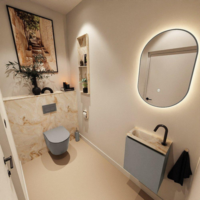 MONDIAZ TURE-DLUX 40cm toiletmeubel Smoke. EDEN wastafel Frappe positie links. Met 1 kraangat.