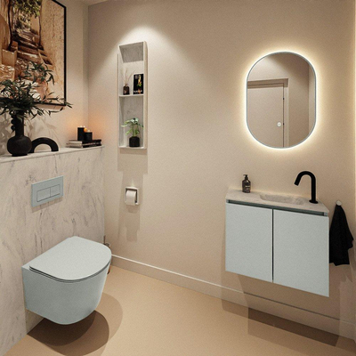 MONDIAZ TURE-DLUX Meuble WC 60 cm Greey. EDEN vasque Opalo position droite. Avec 1 trou de robinet.