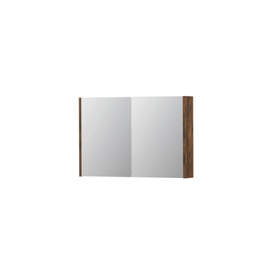 INK SPK1 spiegelkast – 90x60x14 cm – 2 deuren, dubbelzijdige spiegeldeuren – Noten mat