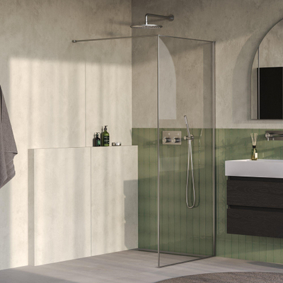 BRAUER Collision Paroi de douche à l’italienne - 90x200 - verre transparent - incl. traitement anticalcaire - inox brossé PVD