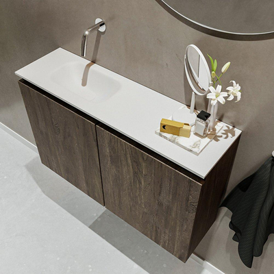 MONDIAZ TURE Toiletmeubel 90x23x50cm met 0 kraangaten 2 deuren dark brown
