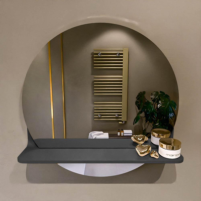 Mondiaz SPOT spiegel – Ø50 cm – met planchet – Dark grey (grijs)