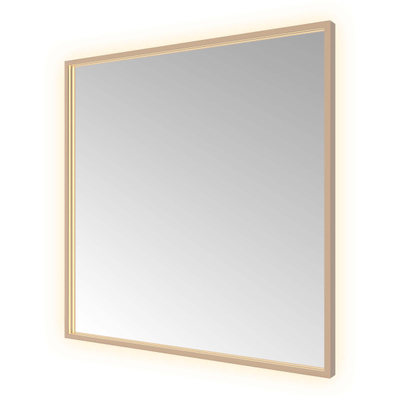 Hotbath &MORE Spiegel - 80x80cm - direct en indirect LED - color changing - spiegelverwarming - met afstandsbediening - PVD - geborsteld koper