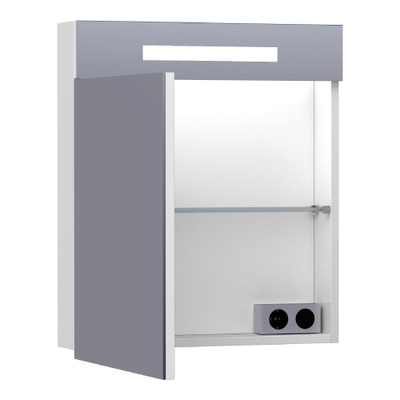 BRAUER 2.0 Armoire de toilette 59x70x15cm éclairage intégré rectangulaire 1 porte pivotante MDF Blanc mat