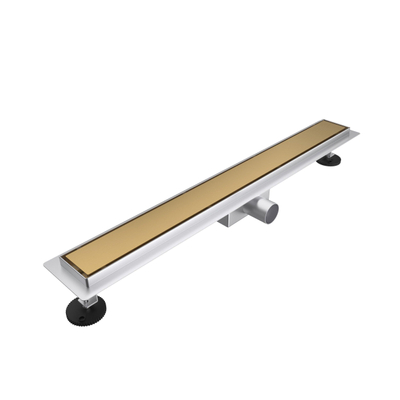 FugaFlow Eccelente Caniveau de douche Anta - 180cm - grille fermée - bride de sol - Laiton brossé PVD (Or)