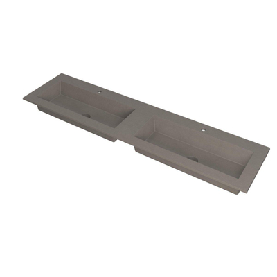 INK Kraft wastafel - 180x45x1cm - 2 wasbakken - 2 kraangaten - Quartz beton