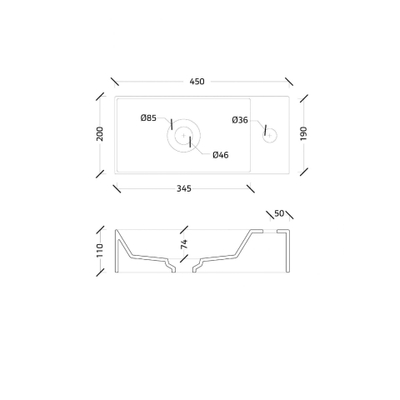 Rosa fontaine 45 x 20 cm noir MAT