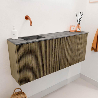Mondiaz JOYA-DLUX 100cm toiletmeubel - kleur Dusk - Wastafel FAYE positie Links Zonder kraangat kleur Sombra.