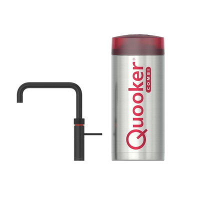 Quooker BE Fusion Square robinet d'eau bouillante - bec pivotant - réservoir Combi+ - Eau chaude / eau bouillante - Noir brillant