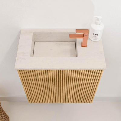 Mondiaz JOYA-DLUX 40cm meuble de toilette - couleur Oak - Vasque FAYE position Gauche 1 trou de robinet couleur Meli.