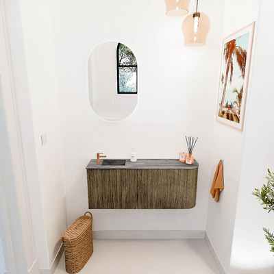 Mondiaz JOYA-DLUX 101.6cm toiletmeubel - ronding rechts kleur Dusk - Wastafel FAYE positie Links 1 kraangat kleur Sombra.