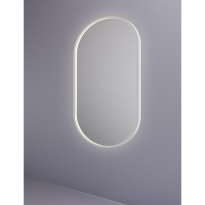 Hotbath &MORE Spiegel Oval - 80x120cm - direct en indirect LED - spiegelverwarming - dimbaar - met afstandsbediening - mat wit