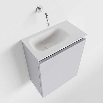 MONDIAZ TURE Toiletmeubel 40x23x50cm met 0 kraangaten 1 deuren cale mat Wastafel Eden links Solid Surface Wit