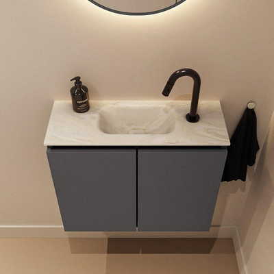 MONDIAZ TURE-DLUX 60cm toiletmeubel Dark Grey. EDEN wastafel Ostra positie midden. Met 1 kraangat.