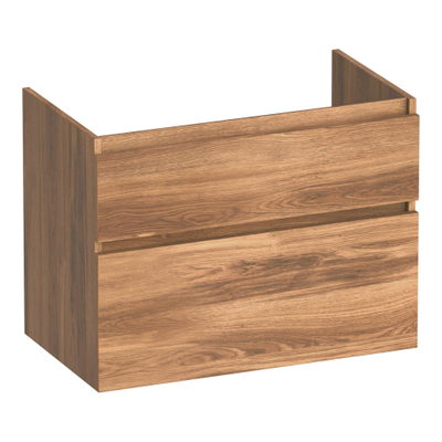 BRAUER Delight wastafelonderkast - 80x46x60cm - 2 softclose lades - greeploos - 1 sifon uitsparing - Honey