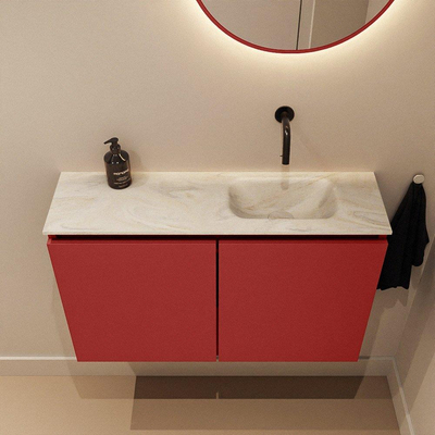 MONDIAZ TURE-DLUX meuble WC 80 cm Fire. EDEN vasque Ostra position droite. Sans trou de robinet.