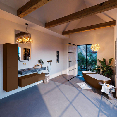MONDIAZ ALAN - DLUX Ensemble de meubles de salle de bains - 120cm - meuble bas - Rust - 1 tiroir - lavabo suspendu - vasque à gauche - 0 trous de robinetterie - Lava