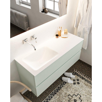 Mondiaz VICA ensemble de meuble de salle de bain - 120cm - meuble sous lavabo greey - 2 tiroirs - lavabo cloud gauche - sans trou de robinet XL version 60cm de haut