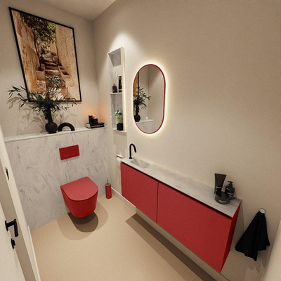 MONDIAZ TURE-DLUX 120cm toiletmeubel Fire. EDEN wastafel Opalo positie links. Met 1 kraangat.