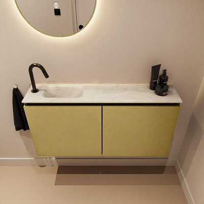 MONDIAZ TURE-DLUX Meuble WC 100 cm Oro. Lavabo EDEN Ostra position gauche. Avec 1 trou de robinet.