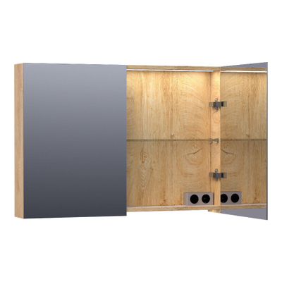 BRAUER Dual Spiegelkast - 100x70x15cm - 2 links- rechtsdraaiende spiegeldeur - MFC - nomad
