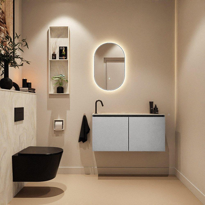 MONDIAZ TURE-DLUX Meuble de WC 100 cm Plata. Lavabo EDEN Ostra position gauche. Avec 1 trou de robinet.