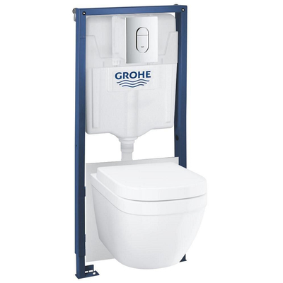 Grohe Rapid SL 5 in 1 inbouwreservoir - 113cm - Bau ceramic wandcloset - inclusief toiletzitting - chroom bedieningsplaat