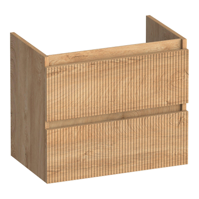 BRAUER Joy Wavy wastafelonderkast ondiep 60 2 softclose lades - greeploos - 1 sifon uitsparing - Forest Tan