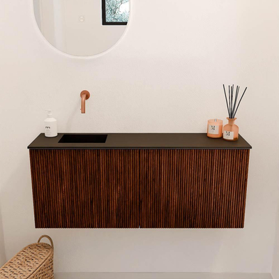 Mondiaz JOYA 100cm toiletmeubel - kleur Ruby - Wastafel FAYE positie Links Zonder kraangat kleur Urban.