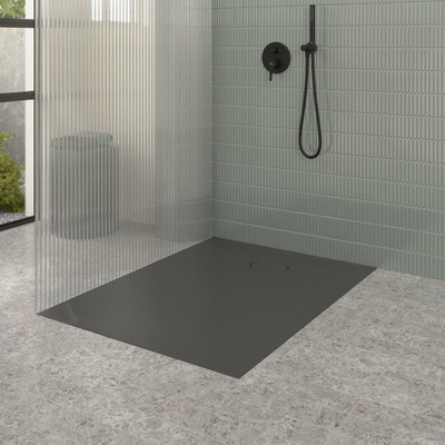 Villeroy & Boch Ecora douchebak - 120x90x3.5cm - afvoer korte zijde - anthracite (antraciet)
