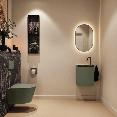 MONDIAZ TURE-DLUX 40cm toiletmeubel Army. EDEN wastafel Lava positie links. Met 1 kraangat.
