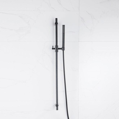 FortiFura Calvi Ensemble de douche avec barre curseur - douchette stylo - flexible en métal - Noir mat