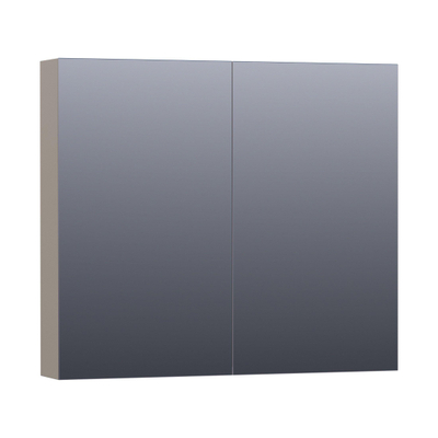 BRAUER Impress Deluxe spiegelkast - 80x70x15cm - interne en externe verlichting - 2 dubbelzijdige spiegeldeuren - mat taupe