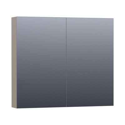 Saniclass Dual Armoire de toilette 80x70x15cm éclairage intégré rectangulaire 2 portes pivotantes MDF Taupe mat