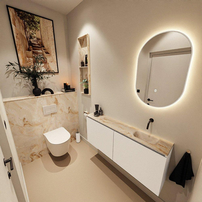 MONDIAZ TURE-DLUX 120cm toiletmeubel Talc. EDEN wastafel Frappe positie rechts. Zonder kraangat.