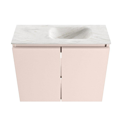 MONDIAZ TURE-DLUX Meuble WC 60cm Rosee. EDEN vasque Ostra position à droite. Sans trou de robinet.