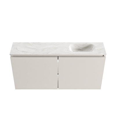 MONDIAZ TURE-DLUX meuble de toilettes 100 cm Linen. EDEN lavabo Ostra position droite. Avec 1 trou de robinet.