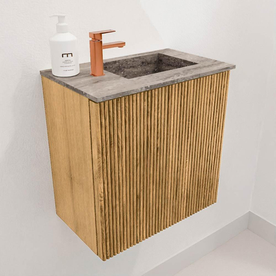 Mondiaz JOYA-DLUX 40cm meuble de toilette - couleur Chêne - Vasque FAYE position Droite 1 trou de robinet couleur Oza.