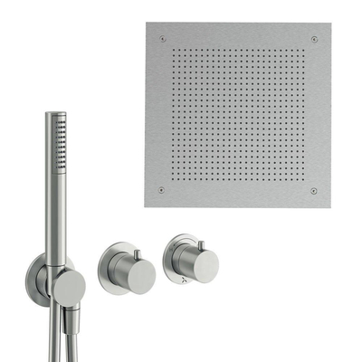 Crosswater MPRO Module inbouw regendoucheset – 38 cm vierkante hoofddouche – staafhanddouche – 2 hendels – RVS geborsteld