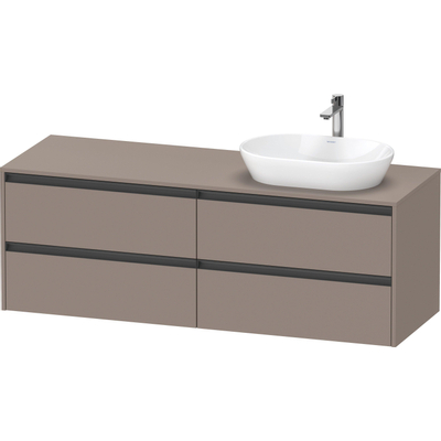 Duravit ketho 2 meuble sous lavabo avec plaque console avec 4 tiroirs pour lavabo à droite 160x55x56.8cm avec poignées anthracite basalte mate