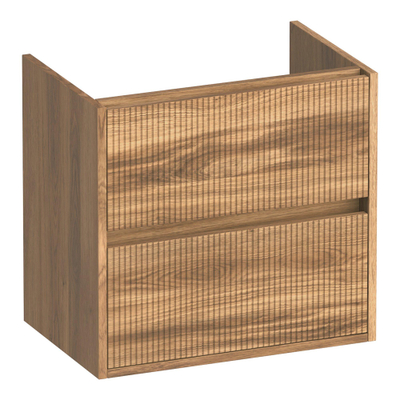 BRAUER Adore Wavy meuble sous-lavabo peu profond 60 2 tiroirs à fermeture douce - sans poignée - 1 découpe pour siphon - Honey