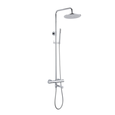 Fortifura Calvi Regendoucheset - thermostatisch - 25cm hoofddouche - metalen slang - staaf handdouche - draaibare baduitloop - chroom