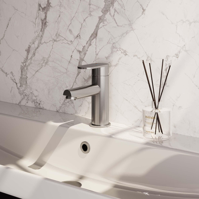 Brauer Brushed - Edition Wastafelmengkraan opbouw - laag - model C - PVD - geborsteld RVS SHOWROOMMODEL