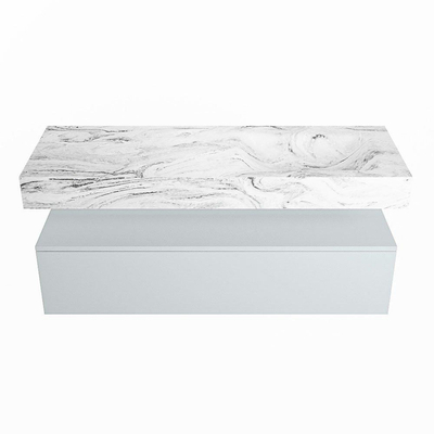 Mondiaz ALAN-DLUX Ensemble de meuble - 130cm - meuble Clay mat - 1 tiroir - Lavabo Cloud Glace suspendu - vasque Droite - 0 trous de robinet