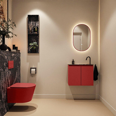 MONDIAZ TURE-DLUX Meuble toilette - 60cm - Fire - EDEN - vasque Lava - position droite - 1 trou de robinet