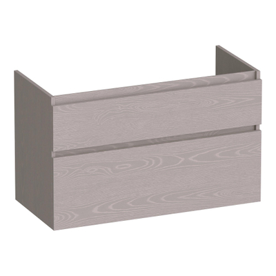 BRAUER Delight meuble sous-lavabo - 100x46x60cm - 2 tiroirs à fermeture douce - sans poignée - 1 découpe pour siphon - Timber Greige