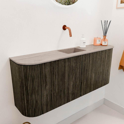 Mondiaz JOYA-DLUX 103.2cm toiletmeubel - ronding links en rechts kleur Shadow - Wastafel FAYE positie Midden Zonder kraangat kleur Saba.